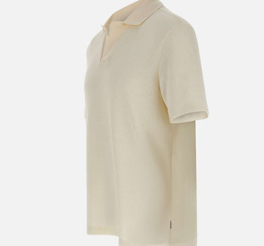 BOSS Polo in cotone e lino WHITE Uomo 