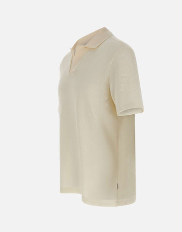 BOSS Polo in cotone e lino WHITE Uomo 
