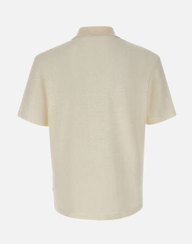 BOSS Polo in cotone e lino WHITE Uomo 