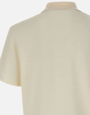 BOSS Polo in cotone e lino WHITE Uomo 