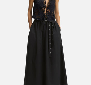 BOSS Gonna lunga in popeline con cintura a occhiello BLACK Donna 