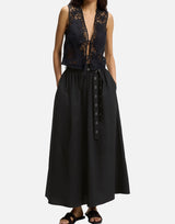 BOSS Gonna lunga in popeline con cintura a occhiello BLACK Donna 