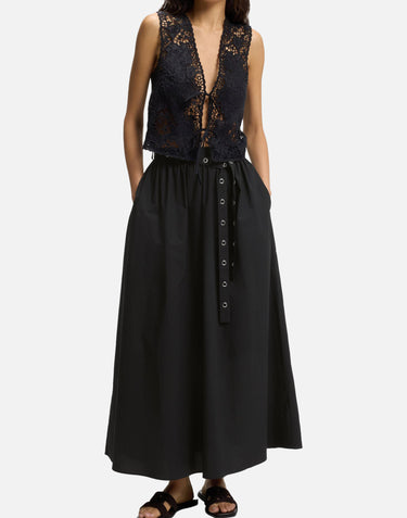 BOSS Gonna lunga in popeline con cintura a occhiello BLACK Donna 