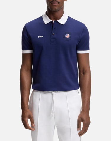 BOSS Polo "Paddy" con dettaglio bandiera paese BLUE Uomo 