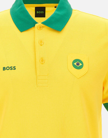BOSS Polo "Paddy" con dettaglio bandiera paese YELLOW Uomo 