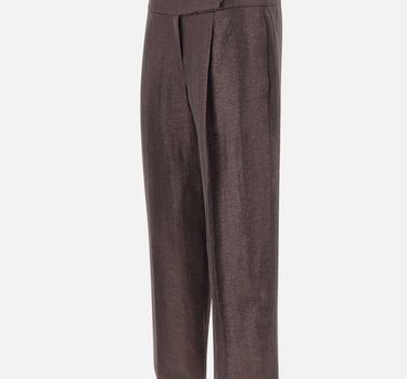 BOSS Pantaloni in misto lino laminati BROWN Donna 