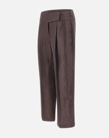 BOSS Pantaloni in misto lino laminati BROWN Donna 