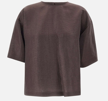 BOSS Blusa in misto lino laminata BROWN Donna 
