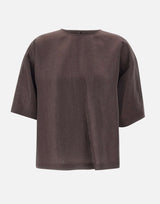 BOSS Blusa in misto lino laminata BROWN Donna 