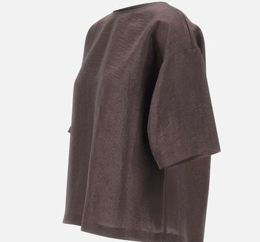 BOSS Blusa in misto lino laminata BROWN Donna 