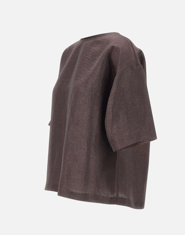 BOSS Blusa in misto lino laminata BROWN Donna 