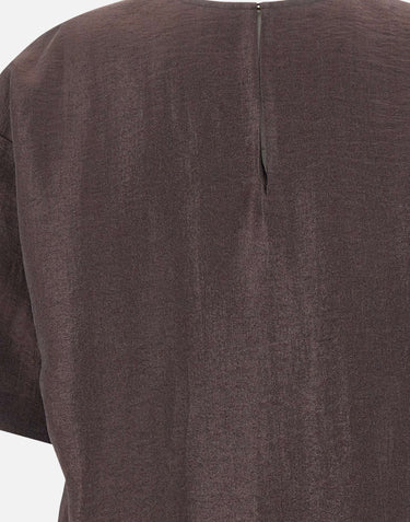 BOSS Blusa in misto lino laminata BROWN Donna 