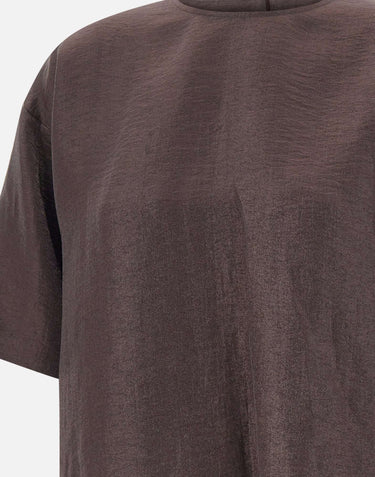 BOSS Blusa in misto lino laminata BROWN Donna 