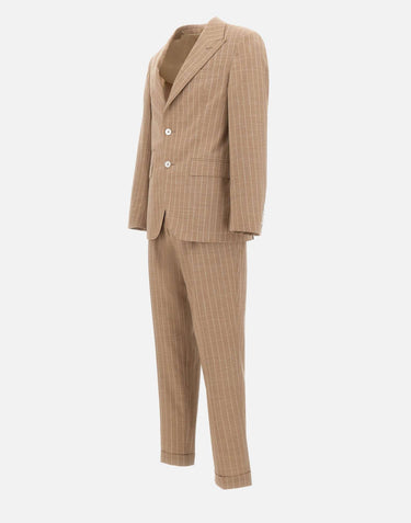 BOSS Abito in misto lana gessato BEIGE Uomo 