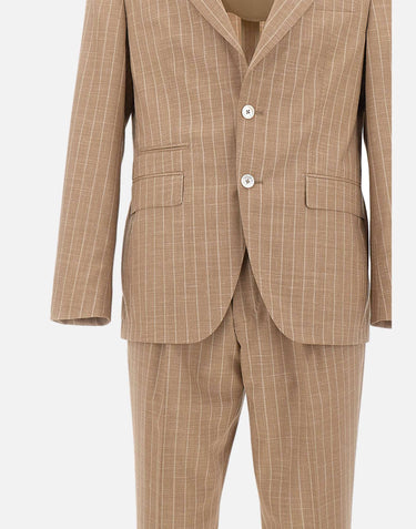 BOSS Abito in misto lana gessato BEIGE Uomo 