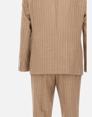 BOSS Abito in misto lana gessato BEIGE Uomo 