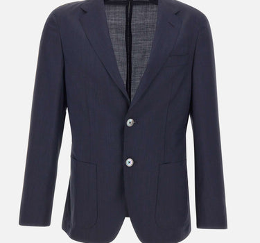 BOSS Blazer slim fit in misto lana seersucker BLUE Uomo 