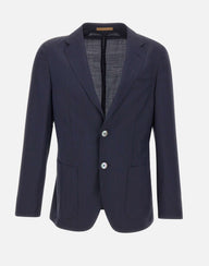 BOSS Blazer slim fit in misto lana seersucker BLUE Uomo 