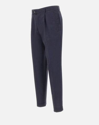 BOSS Pantaloni in misto lana e seta BLUE Uomo 