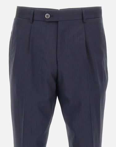 BOSS Pantaloni in misto lana e seta BLUE Uomo 