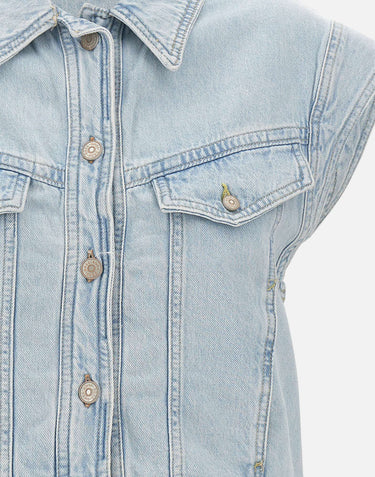 BOSS Gilet in denim marmorizzato Light Blue Donna 