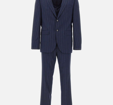 BOSS Abito in lana vergine gessato BLUE Uomo 