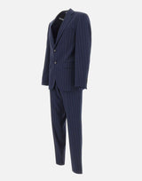 BOSS Abito in lana vergine gessato BLUE Uomo 