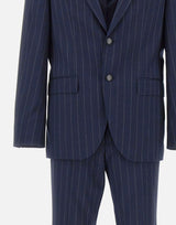 BOSS Abito in lana vergine gessato BLUE Uomo 