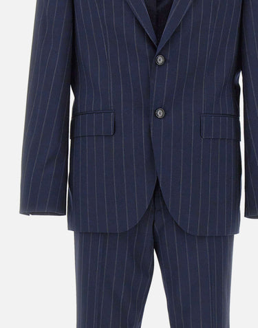 BOSS Abito in lana vergine gessato BLUE Uomo 