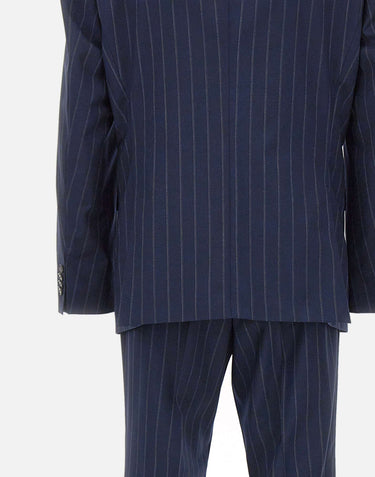 BOSS Abito in lana vergine gessato BLUE Uomo 
