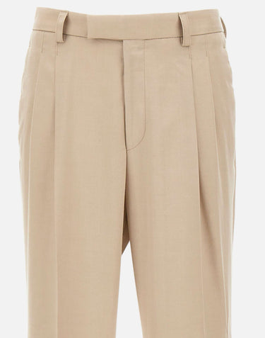 BOSS Pantaloni in twill drappeggiato BEIGE Uomo 