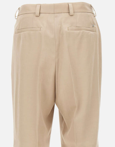 BOSS Pantaloni in twill drappeggiato BEIGE Uomo 