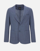 BOSS Blazer slim fit in lana vergine BLUE Uomo 