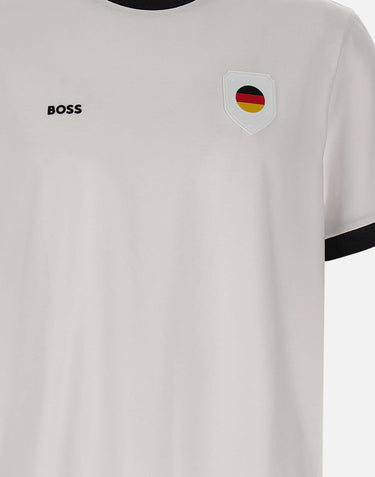T-shirt in cotone elasticizzato con bandiera 50562134 102 BOSS 