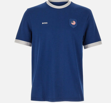 BOSS T-shirt in cotone elasticizzato con bandiera BLUE Uomo 