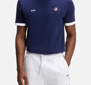 BOSS T-shirt in cotone elasticizzato con bandiera BLUE Uomo 