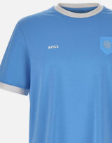 BOSS T-shirt in cotone elasticizzato con bandiera Light Blue Uomo 