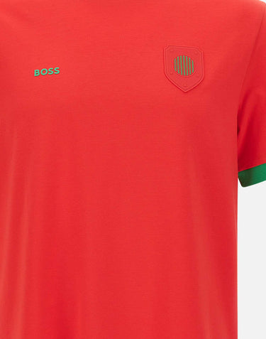 BOSS T-shirt in cotone elasticizzato con bandiera RED Uomo 