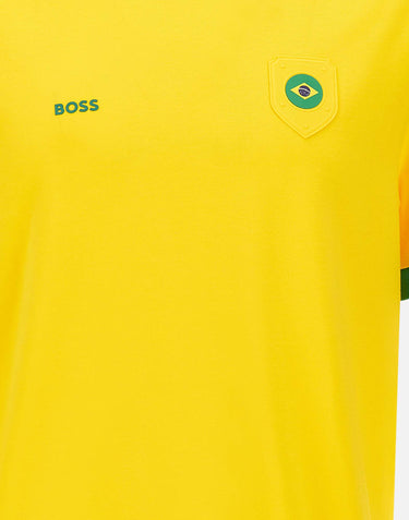 T-shirt in cotone elasticizzato con bandiera 50562134 740 BOSS 
