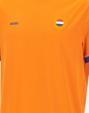 T-shirt in cotone elasticizzato con bandiera 50562134 821 BOSS 