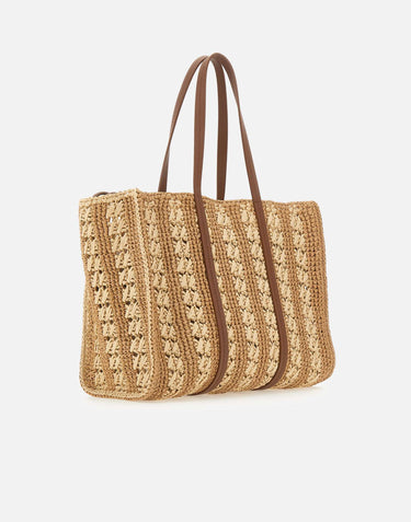 BOSS Borsa a spalla in paglia BROWN Donna 