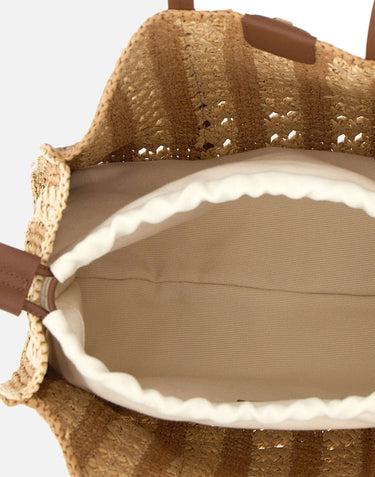 BOSS Borsa a spalla in paglia BROWN Donna 