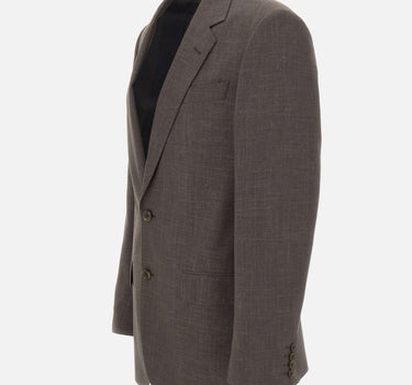 BOSS Blazer slim fit in misto lana BROWN Uomo 