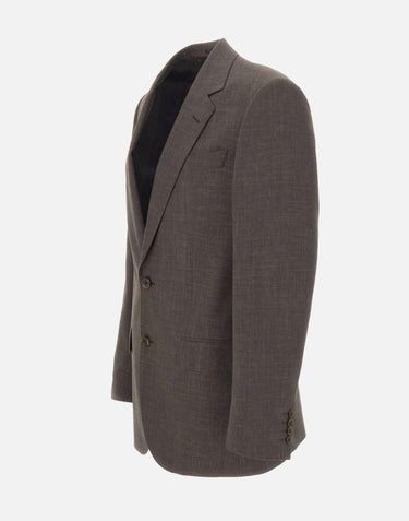 BOSS Blazer slim fit in misto lana BROWN Uomo 