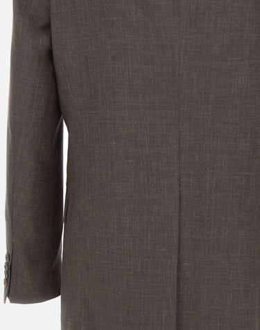 BOSS Blazer slim fit in misto lana BROWN Uomo 