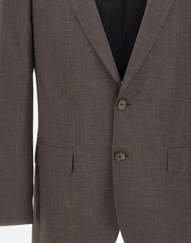 BOSS Blazer slim fit in misto lana BROWN Uomo 