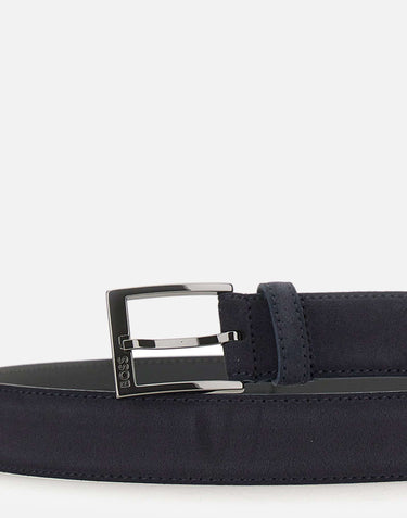BOSS Cintura in pelle scamosciata con fibbia ad ardiglione BLUE Uomo 
