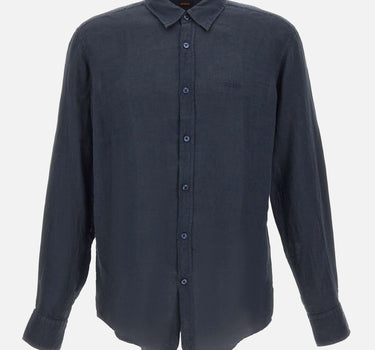 BOSS Camicia in lino BLUE Uomo 
