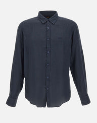 BOSS Camicia in lino BLUE Uomo 