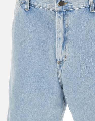 CARHARTT WIP "Single Knee Short" Light Blue Uomo 
